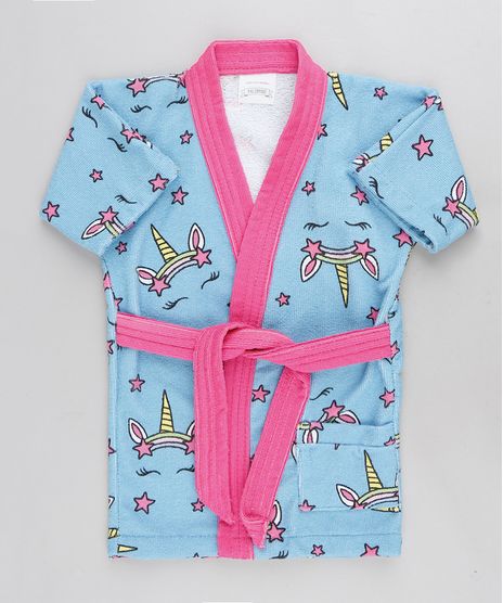 Roupao-Infantil-Atoalhado-Estampado-de-Unicornios-Azul-Claro-9327946-Azul_Claro_1