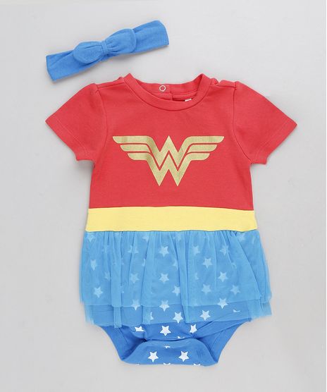 Body-Infantil-Mulher-Maravilha-Manga-Curta-com-Faixa-de-Cabelo-Vermelho-9120550-Vermelho_1
