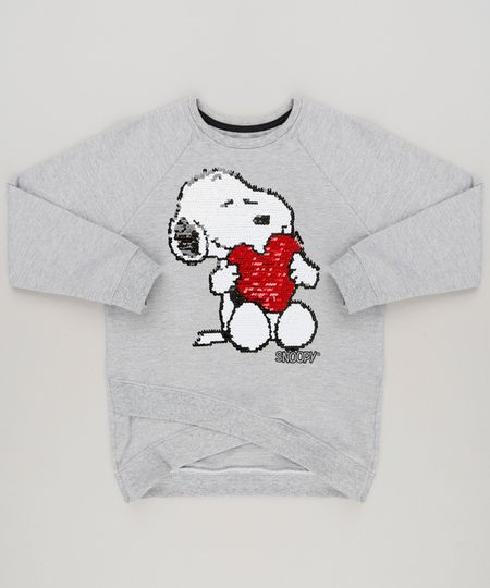 Blusao-Infantil-Snoopy-com-Paete-Dupla-Face-em-Moletom-Manga-Longa-Cinza-Mescla-9175385-Cinza_Mescla_1