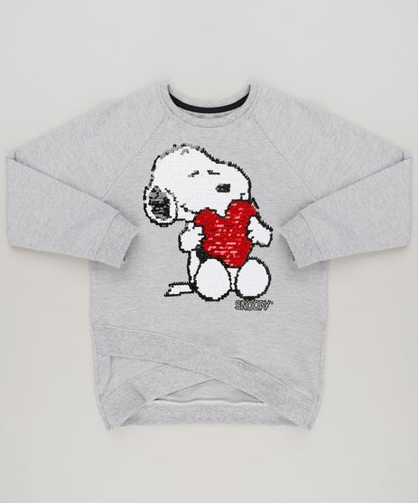 Blusao-Infantil-Snoopy-com-Paete-Dupla-Face-em-Moletom-Manga-Longa-Cinza-Mescla-9175385-Cinza_Mescla_1