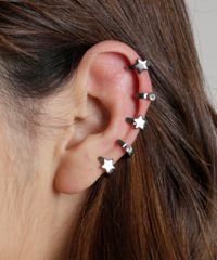 Brinco-Ear-Cuff-Feminino-com-Estrelas--Grafite-9207038-Grafite_2