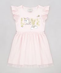 Vestido-Infantil-Unicornio-com-Paete-Dupla-Face-Manga-Curta-Decote-Redondo-Rosa-Claro-9277944-Rosa_Claro_1