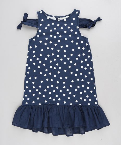 Vestido-Infantil-Open-Shoulder-Estampado-de-Poa-com-No-e-Babado-Azul-Marinho-9212910-Azul_Marinho_1