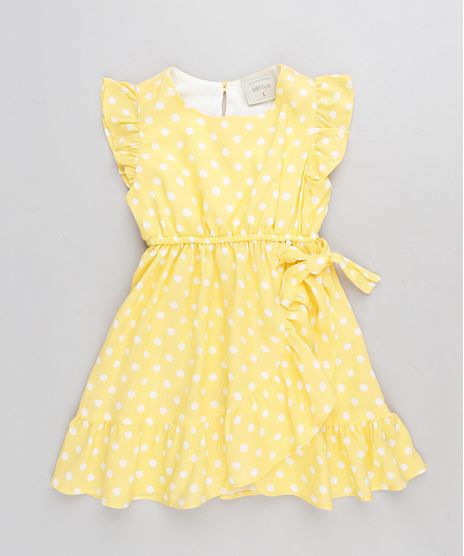 Vestido-Infantil-Estampado-de-Poa-com-No-e-Babado-Amarelo-9245120-Amarelo_1