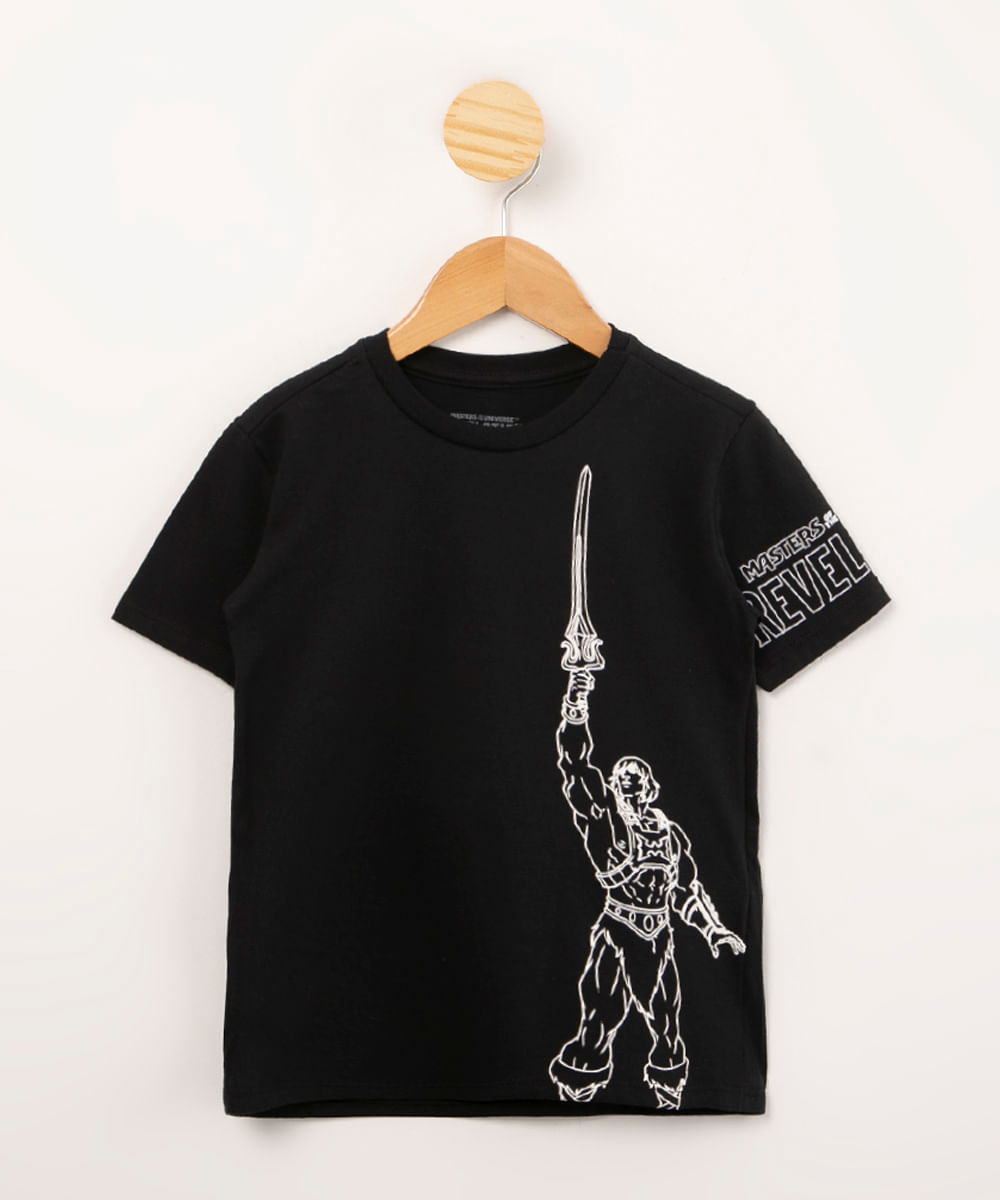 camiseta infantil manga curta homem aranha preta - C&A