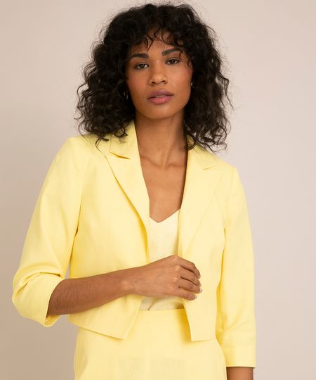 blazer-cropped-de-linho-manga-3-4-amarelo-1002983-Amarelo_1