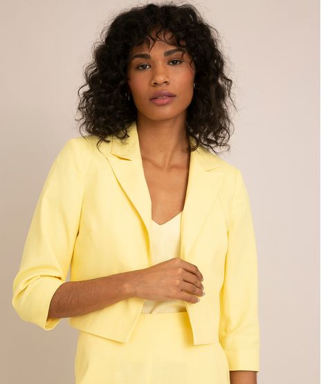 blazer-cropped-de-linho-manga-3-4-amarelo-1002983-Amarelo_1