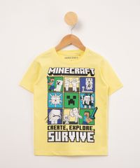 camiseta-infantil-de-algodao-minecraft-manga-curta-amarelo-claro-1010962-Amarelo_Claro_1