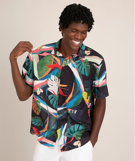 camisa-relaxed-de-viscose-estampada-folhagens-manga-curta-preta-1011684-Preto_1