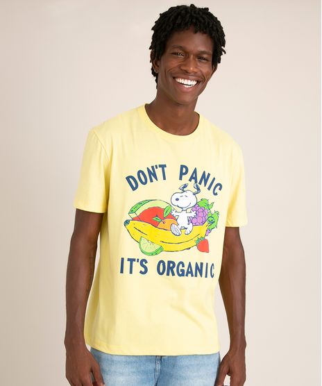 camiseta-de-algodao-snoopy--don-t-panic-it-s-organic--manga-curta-gola-careca-amarela-claro-1013605-Amarelo_Claro_1