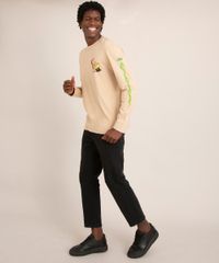 camiseta-de-algodao-coragem-o-cao-covarde-manga-longa-gola-careca-bege-claro-1014501-Bege_Claro_3