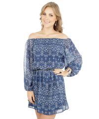 Vestido-Estampado-de-Arabescos-com-Cinto-Azul-Escuro-8050962-Azul_Escuro_1