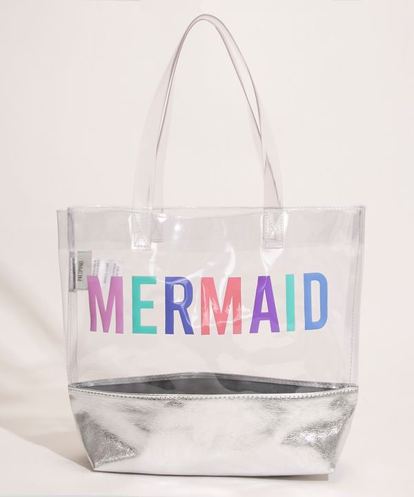 bolsa de praia infantil "mermaid" prateada Único