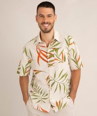 camisa-comfort-de-linho-estampada-folhagem-manga-curta-com-bolso-bege-1003791-Bege_1
