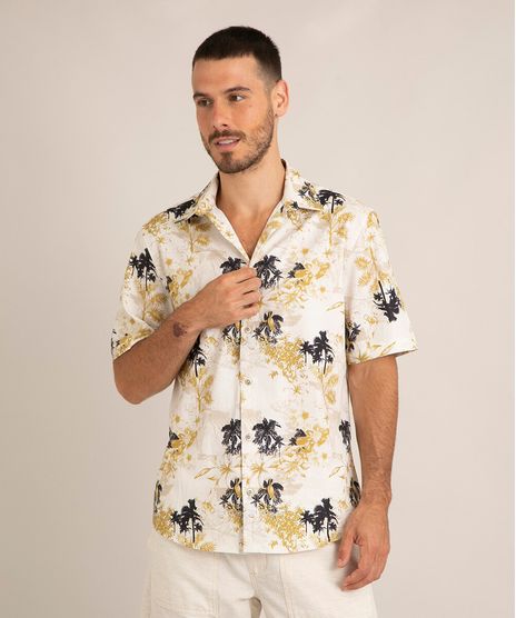 camisa-comfort-de-algodao-estampada-folhagem-manga-curta-amarela-1015017-Amarelo_1