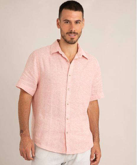 camisa-comfort-de-linho-manga-curta-coral-1003787-Coral_1