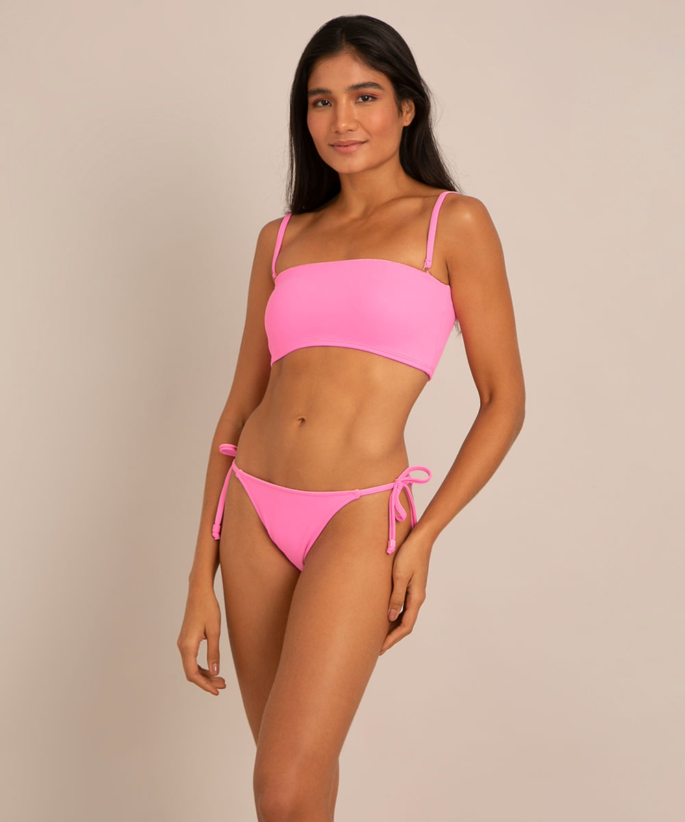 biquíni calcinha tanga amarração texturizada proteção uv50+ além dos mares noronha manu gavassi rosa