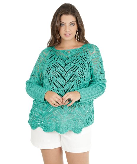 Sueter-Plus-Size-em-Trico-Verde-8062292-Verde_1