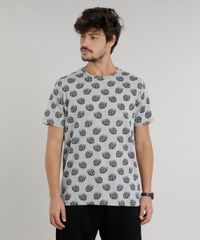Camiseta-Masculina-Estampada-de-Folhas-Manga-Curta-Gola-Careca-Cinza-Mescla-9294434-Cinza_Mescla_1