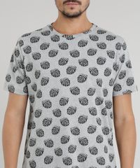 Camiseta-Masculina-Estampada-de-Folhas-Manga-Curta-Gola-Careca-Cinza-Mescla-9294434-Cinza_Mescla_4