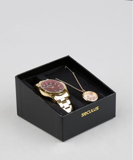 Kit-de-Relogio-Analogico-Seculus-Feminino---Colar---28880L0SVNA2K-Dourado-9339823-Dourado_1