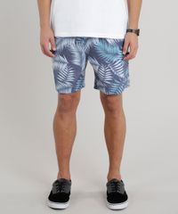 Short-Masculino-Estampado-de-Folhagem-com-Bolsos-Azul-9271446-Azul_1