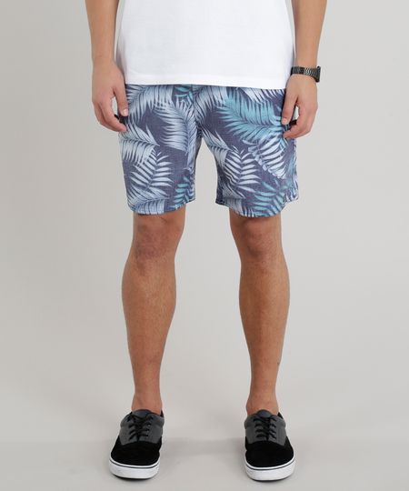 Short-Masculino-Estampado-de-Folhagem-com-Bolsos-Azul-9271446-Azul_1