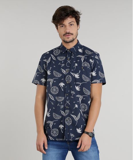 Camisa-Masculina-Estampada-de-Coqueiros-Manga-Curta-Azul-Marinho-9110472-Azul_Marinho_1