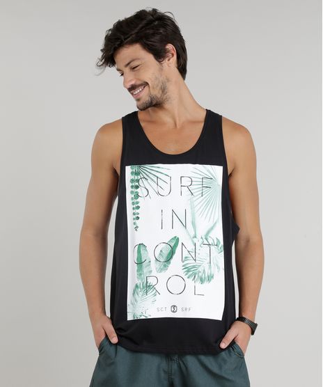 Regata-Masculina-com-Estampa-de-Folhas-Gola-Careca-Preta-9258861-Preto_1