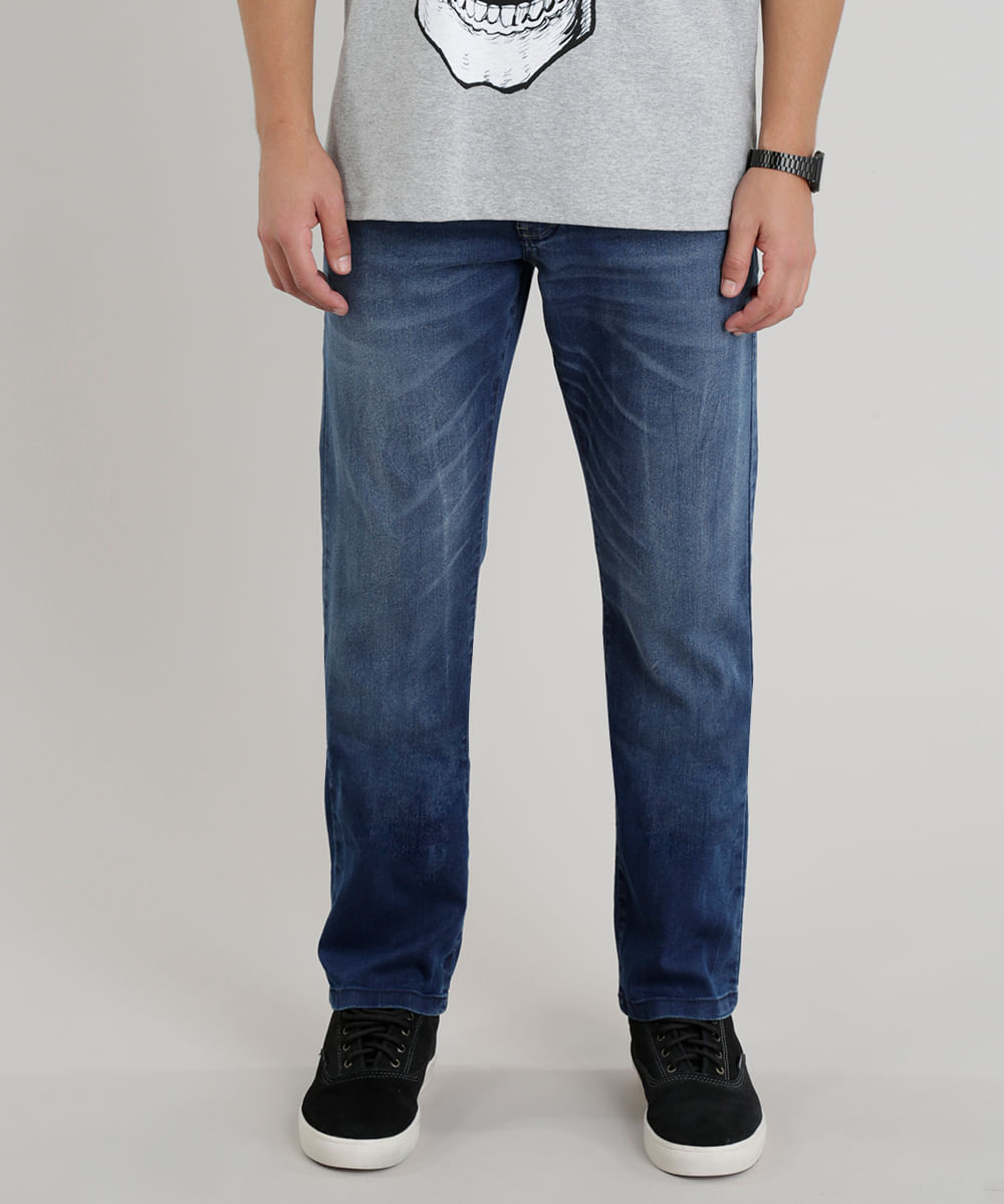 calça reta jeans masculina