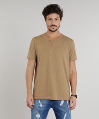Camiseta-Masculina-Basica-com-Botoes-Manga-Curta-Gola-Careca-Marrom-9324947-Marrom_1