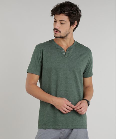 Camiseta-Masculina-Basica-com-Botoes-Manga-Curta-Gola-Careca-Verde-9324950-Verde_1