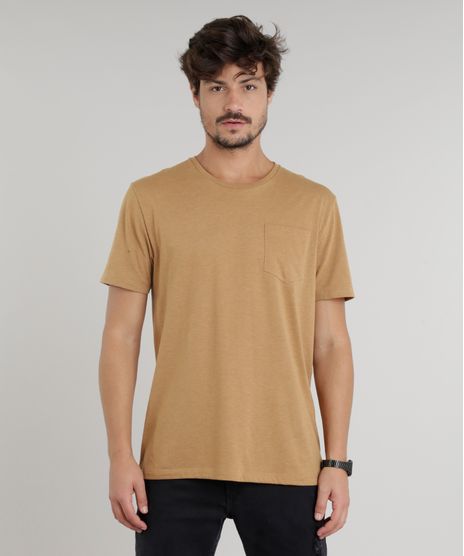 Camiseta-Masculina-com-Bolso-Manga-Curta-Gola-Careca-Marrom-9226100-Marrom_1