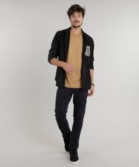 Camiseta-Masculina-com-Bolso-Manga-Curta-Gola-Careca-Marrom-9226100-Marrom_3