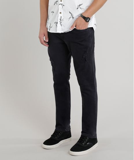 Calca-de-Sarja-Masculina-Slim--Preta-9201950-Preto_1