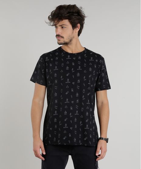 Camiseta-Masculina-Estampada--Rock-n-Roll--Manga-Curta-Gola-Careca-Preta-8776839-Preto_1