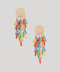 Brinco-Feminino-com-Corrente-e-Micangas-Coloridas-Dourado-9207149-Dourado_1