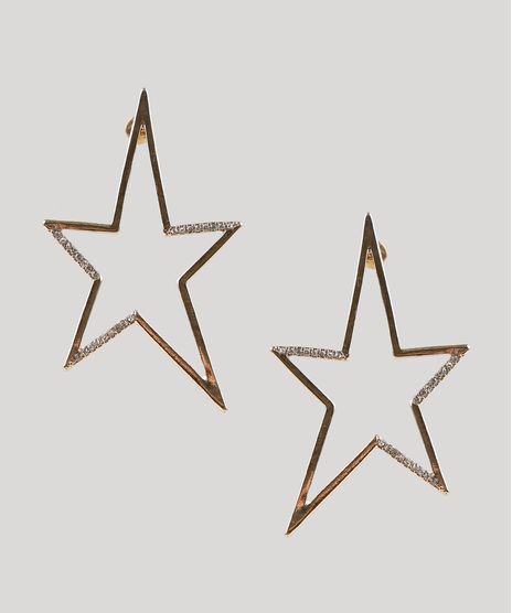 Brinco-Feminino-de-Estrela-com-Strass-Dourado-9206343-Dourado_1