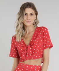 Blusa-Feminina-Cropped-Estampada-de-Passaros-com-No-Manga-Curta-Decote-V-Vermelha-9299246-Vermelho_1