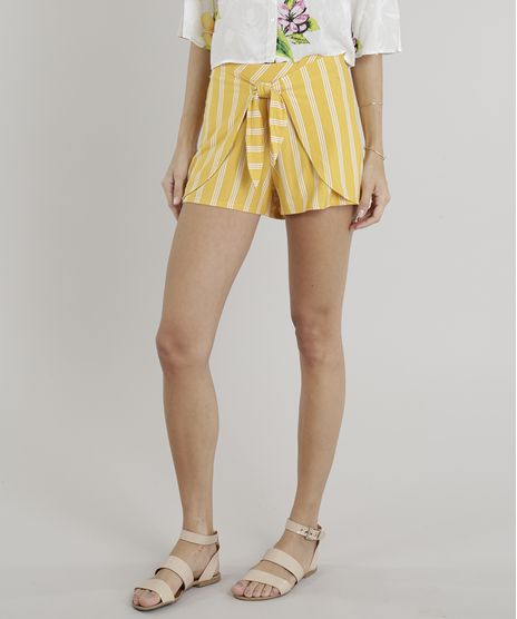 Short-Feminino-Listrado-com-No-Amarelo-9285883-Amarelo_1