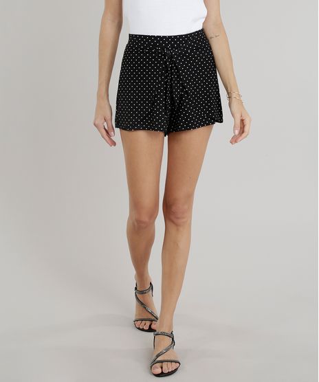 Short-Feminino-Estampado-de-Poa-com-No-Preto-9299708-Preto_1