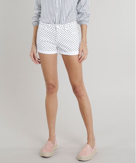Short-Feminino-Reto-Estampado-de-Poa-Barra-Dobrada-Branco-9328487-Branco_1