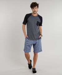 Camiseta-Masculina-Raglan-com-Bolso-Manga-Curta-Gola-Careca-Cinza-Mescla-Escuro-8754505-Cinza_Mescla_Escuro_3