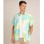 Camisa de Viscose Manga Curta Estampada Multicor