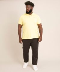 Polo-de-Piquet-Plus-Size-Basica-com-Bordado-Manga-Curta-amarela-9960839-Amarelo_3