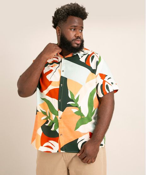 camisa-plus-size-de-viscose-estampada-folhagens-manga-curta-multicor-1006379-Multicor_1