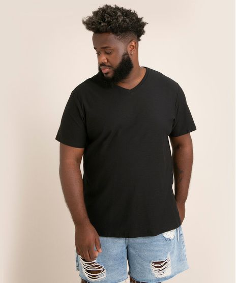 Camiseta-Plus-Size-Basica-Manga-Curta-Gola-V-preta-9980046-Preto_1