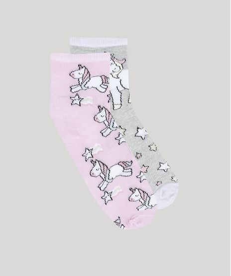 Kit-de-2-Meias-Infantis-Cano-Medio-Estampadas-de-Unicornio-Multicor-9327834-Multicor_1
