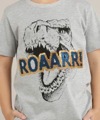 Camiseta-Infantil-Dinossauro--Roaarr---com-Paete-Dupla-Face-Manga-Curta-Gola-Careca-Cinza-Mescla-9233928-Cinza_Mescla_2