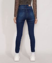 Calça Jeans Sawary Skinny Feminina Cintura Alta Azul Escuro costas